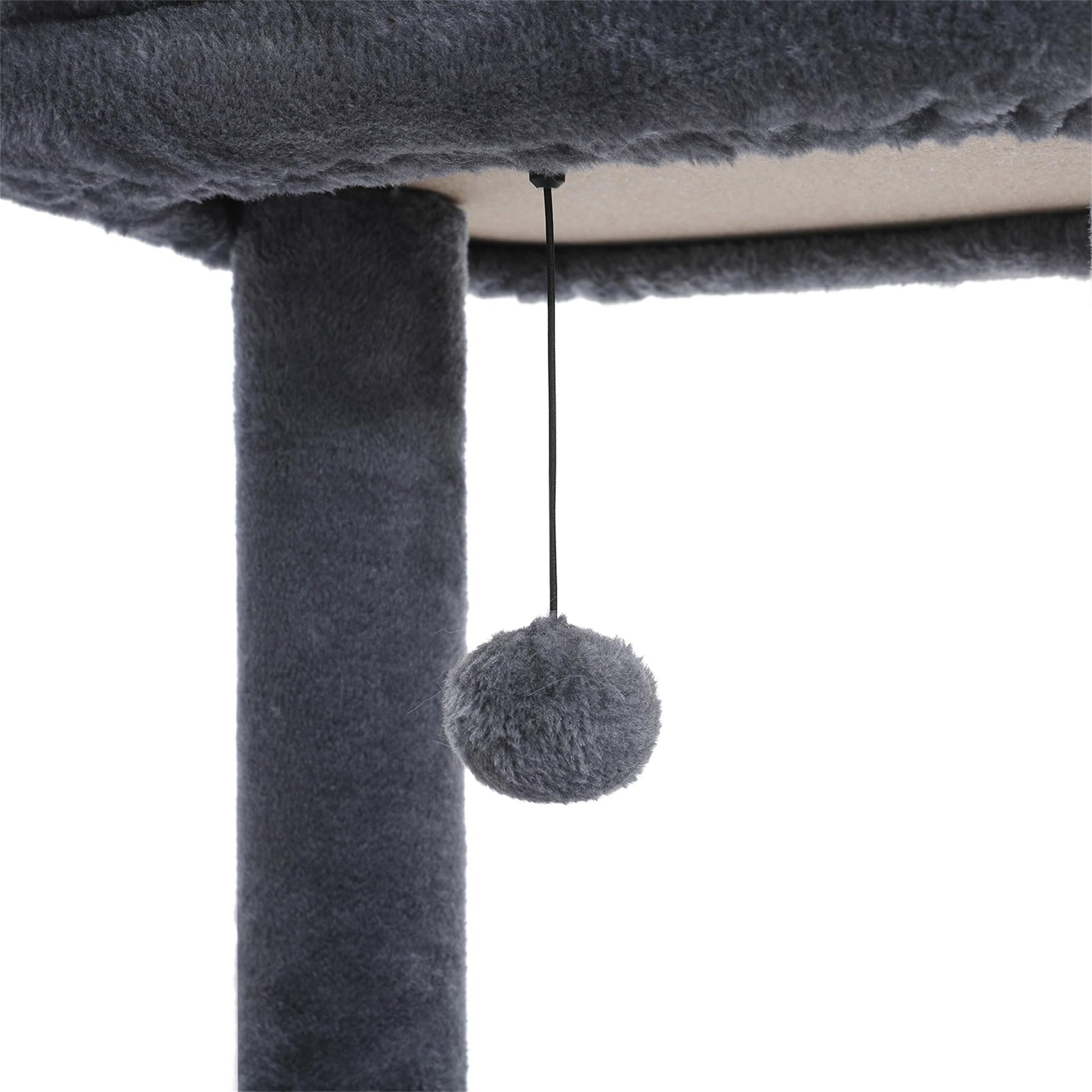 Deluxe 61" Gray Cat Tree Tower with Scratching Posts and Cozy Condo for Indoor Cats