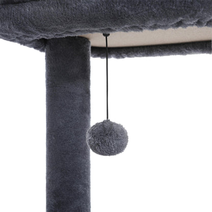 Deluxe 61" Gray Cat Tree Tower with Scratching Posts and Cozy Condo for Indoor Cats