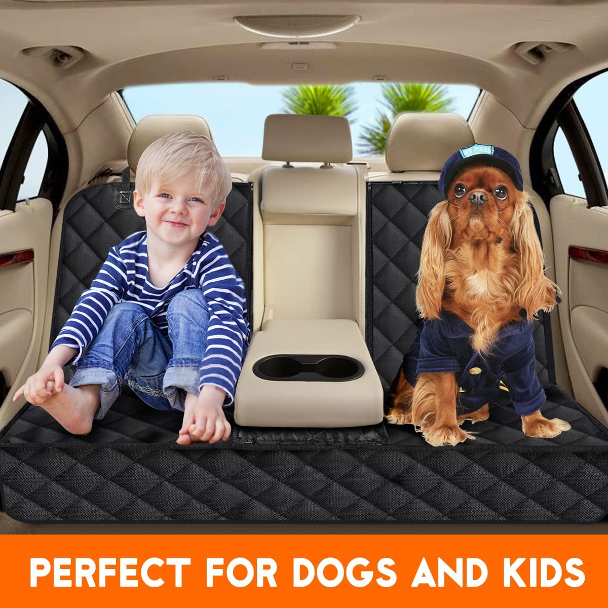Ultimate Waterproof Dog Car Seat Cover - Non-Slip Protection for Back Seats, Fits Most Cars, Trucks & SUVs - Black