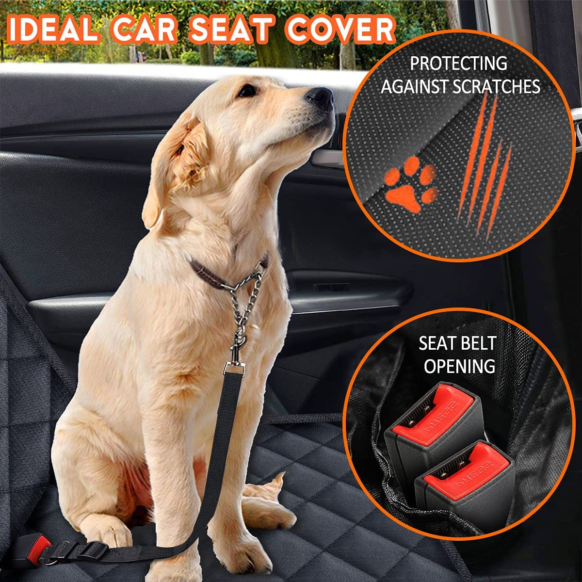 Ultimate Waterproof Dog Car Seat Cover - Non-Slip Protection for Back Seats, Fits Most Cars, Trucks & SUVs - Black