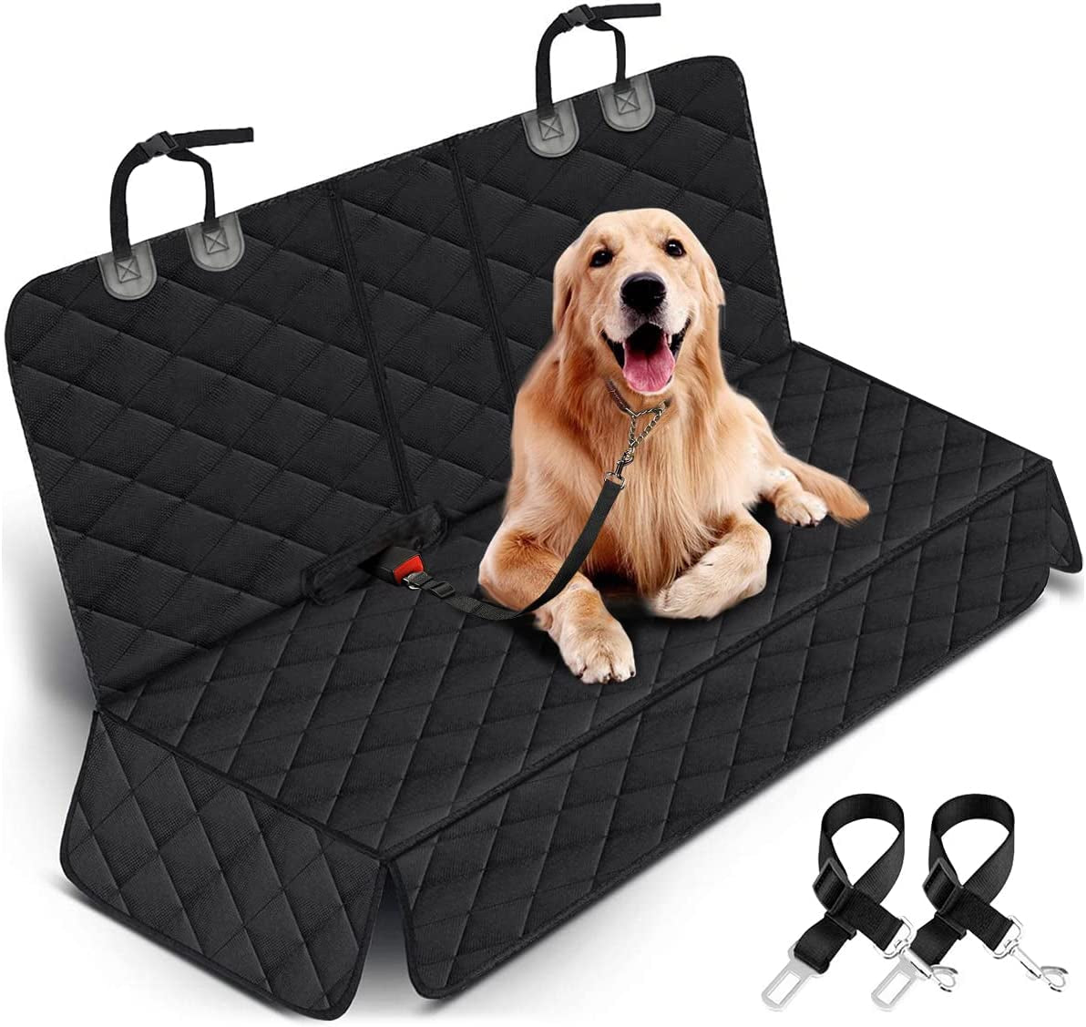 Ultimate Waterproof Dog Car Seat Cover - Non-Slip Protection for Back Seats, Fits Most Cars, Trucks & SUVs - Black
