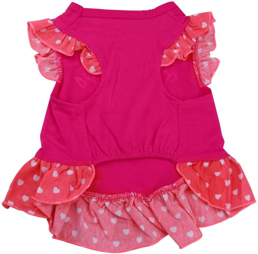 Adorable Pink Fly Sleeve Dress for Small Dogs and Cats - Perfect Puppy Clothes!