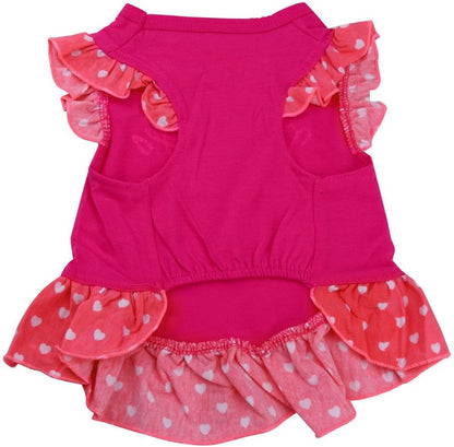 Adorable Pink Fly Sleeve Dress for Small Dogs and Cats - Perfect Puppy Clothes!