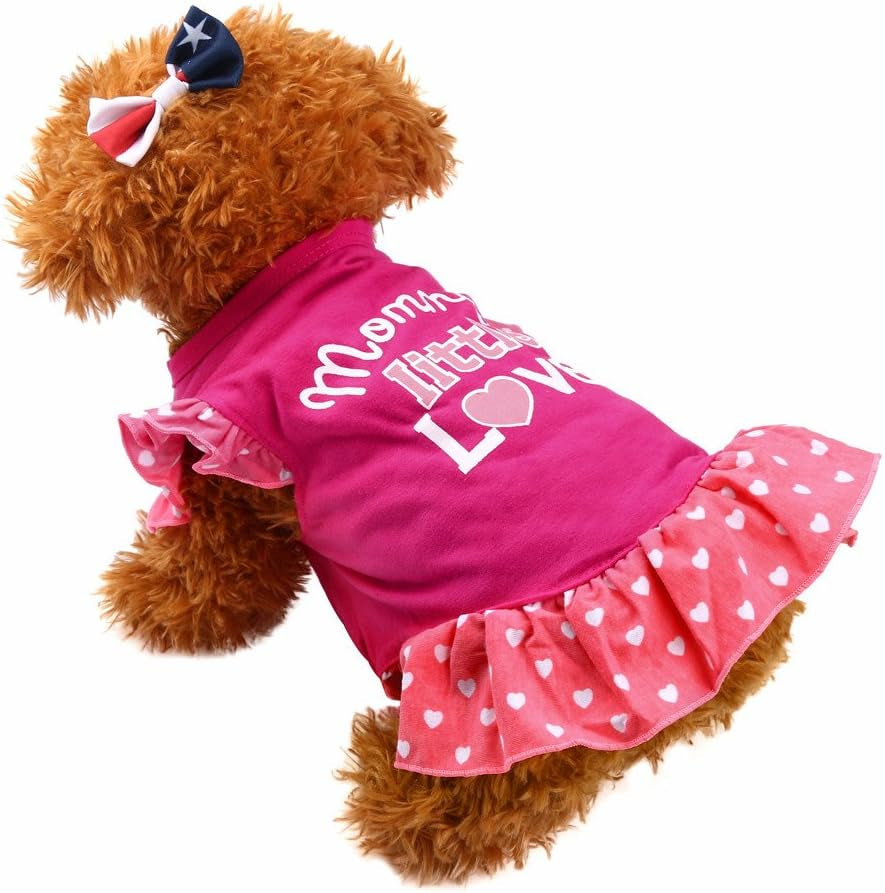 Adorable Pink Fly Sleeve Dress for Small Dogs and Cats - Perfect Puppy Clothes!